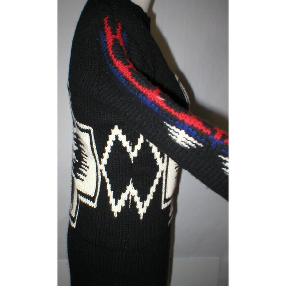 New Womens NWT Jumper MSGM Italy Wool Sweater Dress M Black White Nordic Long - Picture 1 of 12